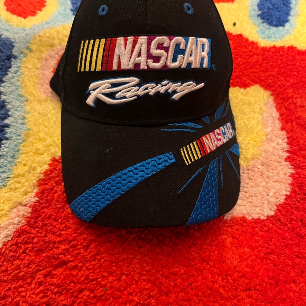 Nascar Black Cap with Blue and Red Embroidery